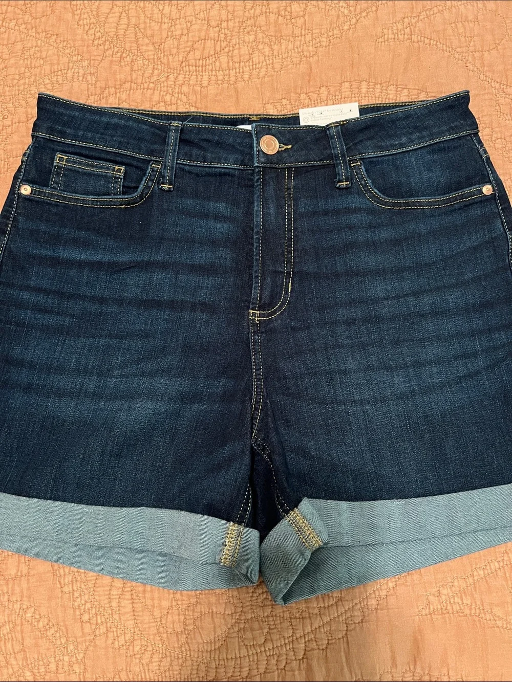 LC Lauren Conrad Dark Blue Rolled-Hem Denim Shorts